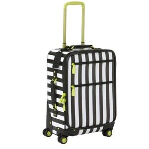 Alice + Olivia Striped Carry On Suitcase Black White Lime Green